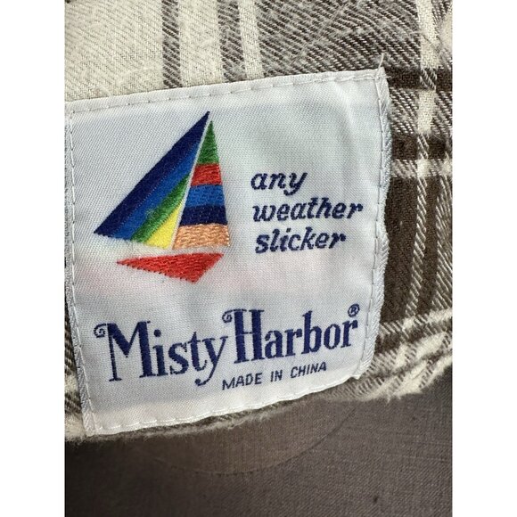 Misty Harbor Men's Any Weather Slicker Jacket Hood Flannel Lined Pockets Small - Picture 14 of 14